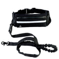 Black waist bag with reflective strip and bungee leash 